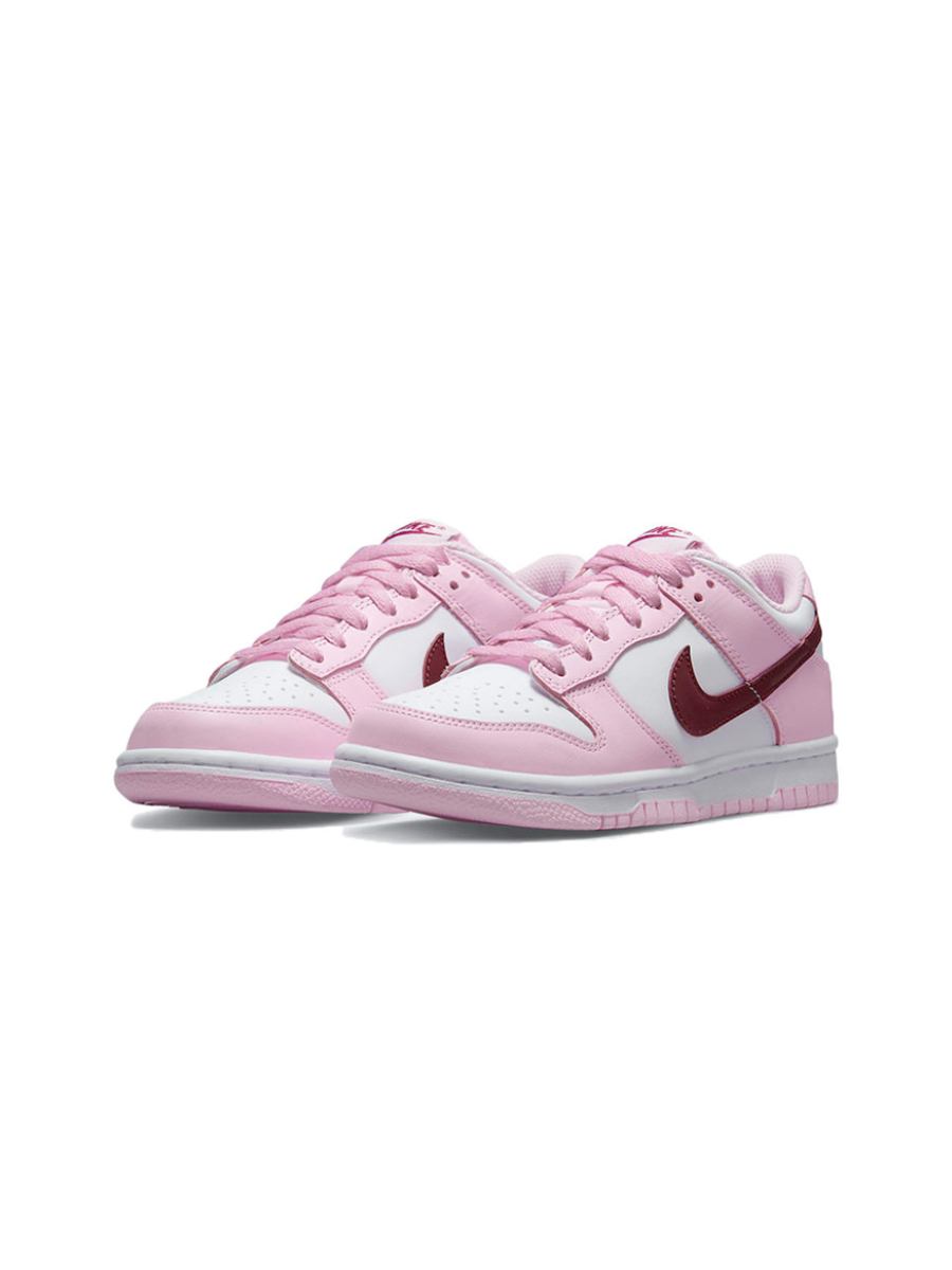 Кроссовки женские кожаные Nike Dunk Low GS White Pink Red Картинка Кроссовки женские кожаные Nike Dunk Low GS White Pink Red